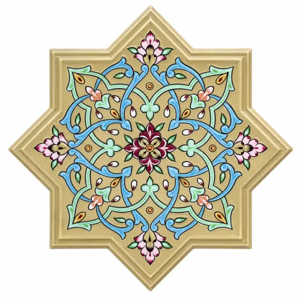 Eight-Point Star Arabesque Wooden Wall Art – 50x50 cm