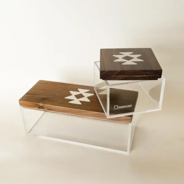 Sadu Pattern 2-Box Gift Set with Walnut Lids – Large & Long