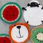 Handmade Crochet Bear Face Cup Coaster in Soft Yarn