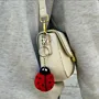 Handmade Crochet Ladybug Keychain in Red and Black Yarn