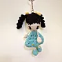 Handmade Crochet Girl Doll Keychain Style 1 in Soft Yarn