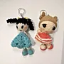 Handmade Crochet Girl Doll Keychain Style 1 in Soft Yarn