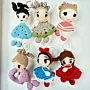 Handmade Crochet Girl Doll Keychain Style 1 in Soft Yarn