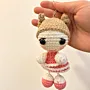 Handmade Crochet Girl Doll Keychain Style 4 in Soft Yarn