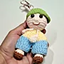 Handmade Crochet Boy Doll Keychain in Soft Yarn for Bags