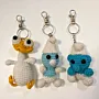 Handmade Crochet Blue Cartoon Character Keychain (Available in Style Options)