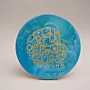 Hand Painted Round Gold Quran Calligraphy on Blue Wood MDF Wall Art