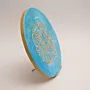 Hand Painted Round Gold Quran Calligraphy on Blue Wood MDF Wall Art