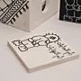Hand Painted White Hanzala Coaster Gift Set - 12x12 cm