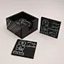 Hand Painted Black Hanzala Coaster Gift Set - 12x12 cm