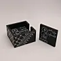 Hand Painted Black Hanzala Coaster Gift Set - 12x12 cm