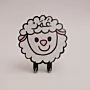 Hand Painted Smiling Sheep Decorative Figure in MDF Wood