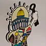 Hand Painted Colorful Hanzala Al Aqsa Stand in MDF Wood - 42x25 cm