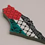Hand Painted Red Kufiya Palestine Map Fridge Magnet