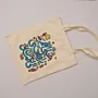 Hand Painted Blue Arabic Calligraphy Cotton Tote Bag