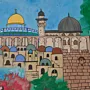 Hand Painted Al Aqsa Palestine Watercolor MDF Wall Art - 50x70 cm