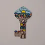 Hand Painted Al Aqsa Key Shaped Decor in MDF Wood - 25x13 cm