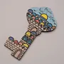 Hand Painted Al Aqsa Key Shaped Decor in MDF Wood - 25x13 cm