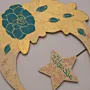 Hand Painted Wooden Ramadan Crescent with Star Decor in MDF Wood