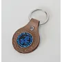 Artisan Natural Leather Keychain with Capricorn Zodiac Medallion
