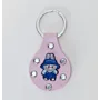 Leather Keychain with Blue Labubu Character Handcrafted Design