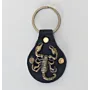 Leather Keychain with Gold Scorpion Emblem Handcrafted Design