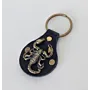 Leather Keychain with Gold Scorpion Emblem Handcrafted Design