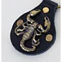 Leather Keychain with Gold Scorpion Emblem Handcrafted Design