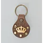 Handcrafted Leather Keychain with Gold Crown with Metal Studs