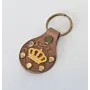 Handcrafted Leather Keychain with Gold Crown with Metal Studs