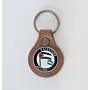 Leather Keychain with Round Palestine Emblem Handcrafted Design