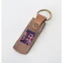 Natural Leather Keychain with Long Portrait Tag Artisan Design