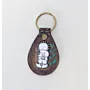 Natural Leather Keychain with Handala Character with Floral Motifs