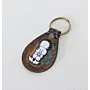 Natural Leather Keychain with Handala Character with Floral Motifs