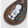 Natural Leather Keychain with Handala Character with Floral Motifs