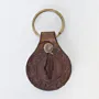 Handcrafted Leather Keychain with Brown Engraved Palestine Map