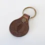 Handcrafted Leather Keychain with Brown Engraved Palestine Map