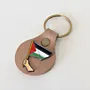 Handmade Leather Keychain with Hand Holding the Palestine Flag