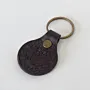 Leather Keychain with Embossed Owl Medallion Handcrafted Design