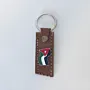 Handmade Natural Leather Keychain with Jordan Flag on Long Tag