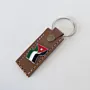 Handmade Natural Leather Keychain with Jordan Flag on Long Tag