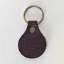 Artisan Natural Leather Keychain with Embossed Animal Paw Print