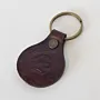 Artisan Natural Leather Keychain with Embossed Animal Paw Print