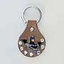 Handmade Natural Leather Keychain with Batman Character Emblem