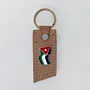 Handmade Natural Leather Keychain with Jordan Flag on Long Tag