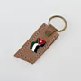 Handmade Natural Leather Keychain with Jordan Flag on Long Tag