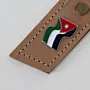 Handmade Natural Leather Keychain with Jordan Flag on Long Tag