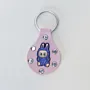 Handmade Leather Keychain with Blue Labubu Character with Studs