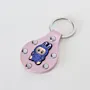 Handmade Leather Keychain with Blue Labubu Character with Studs