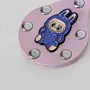 Handmade Leather Keychain with Blue Labubu Character with Studs
